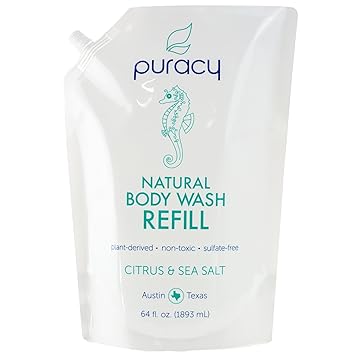 Puracy Natural Body Wash Refill Sulfate Free Shower Gel Daily Cleanser Citrus Sea Salt 64 Ounce