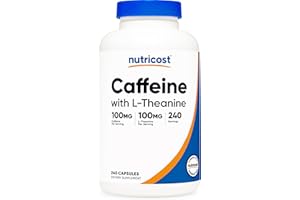 Nutricost Caffeine with L-Theanine, 100mg of Each, 240 Capsules, 240 Servings - Non-GMO and Gluten Free