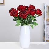 Veryhome 10 Pcs Artificial Silk Roses 8CM Single Stem Blooming Wedding Bouquet view 3