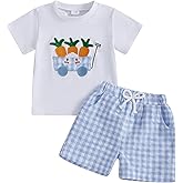 Kavousa Toddler Boy Easter Outfit Baby Boy Bunny Short Sleeve T Shirt And Shorts Set 2 Piece Spring Summer Clothes