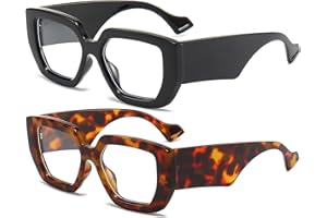 AIEYEZO Thick Frame Blue Light Glasses Men Women, Fashion Square Computer Eyeglass Anti Eyestrain & Prevent Headache