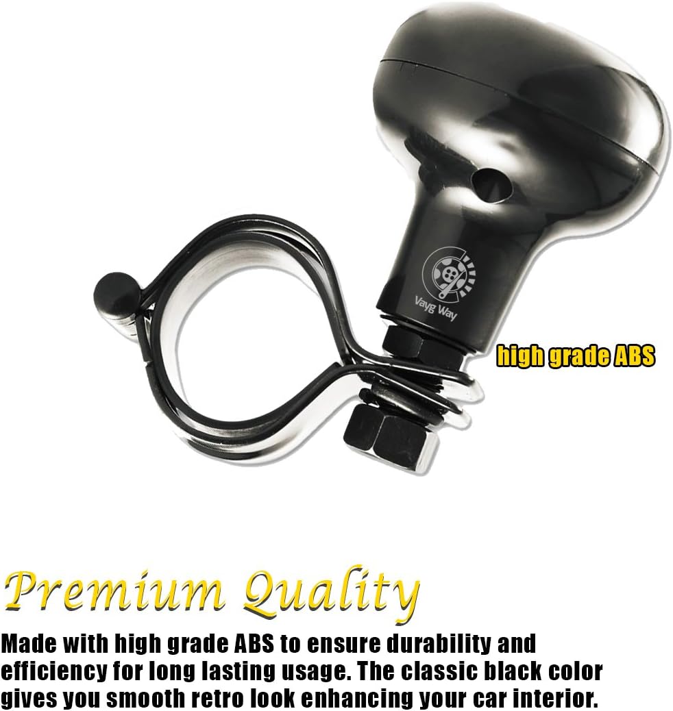 VaygWay Steering Wheel Spinner Knob- Car Suicide Handle Knob Ball- Universal Tractor Vehicle Boat Black- Wheel Accessories Arthritis Handicap Spinners: Automotive
