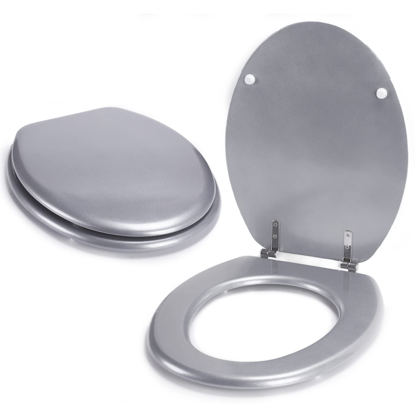 MSV Stainless Steel Toilet Seat, Silver-Grey
