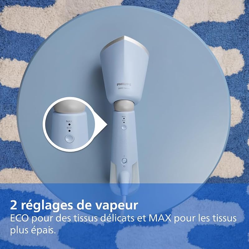 défroisseur à main 5000, 24 g/min, 1300W, tête inclinable, Bleu