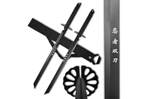 MASTER USA Twin Ninja Sword Set with Black Nylon Wrapped Handle, 28 Inch Overall, 18.25 Inch Stainless Steel Blade, Includes Shoulder Strap - HK-6183 Series