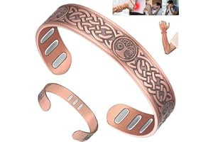Vicmag Copper Bracelet for Men 9X Strength Magnetic 99% Pure Copper with 5000 Gauss Magnets, Tree of Life Present Box Adjustable(Axe & Sun Moon Tree)