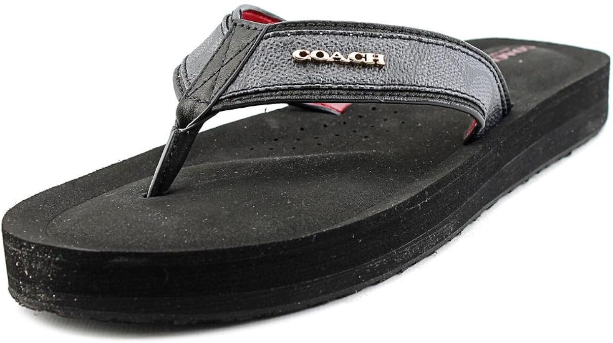 womens black coach flip flops