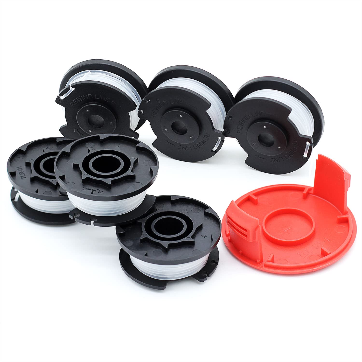 SWNKDG Spool of 6 for Einhell GE-CT 18/28 Li Replacement Line Spool (Length: 5 m, Diameter: 1.6 mm with Spool Cover)