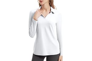 FKEEP Women's Tennis Golf Shirt Long Sleeved Top Sport Activewear V-Neck Workout Athletic