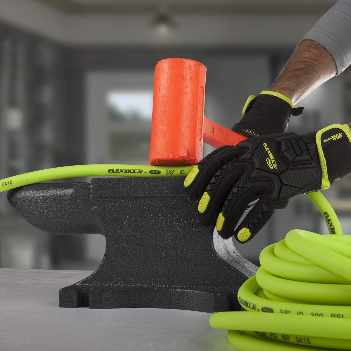 Flexzilla HFZ1450YW2 1/4" (inches) x 50' (feet) Air Hose, 50 ft, MNPT Fittings, Heavy Duty, Lightweight, Hybrid, ZillaGreen-HFZ1450YW2, 1/4" (inches) x 50' (feet): Automotive