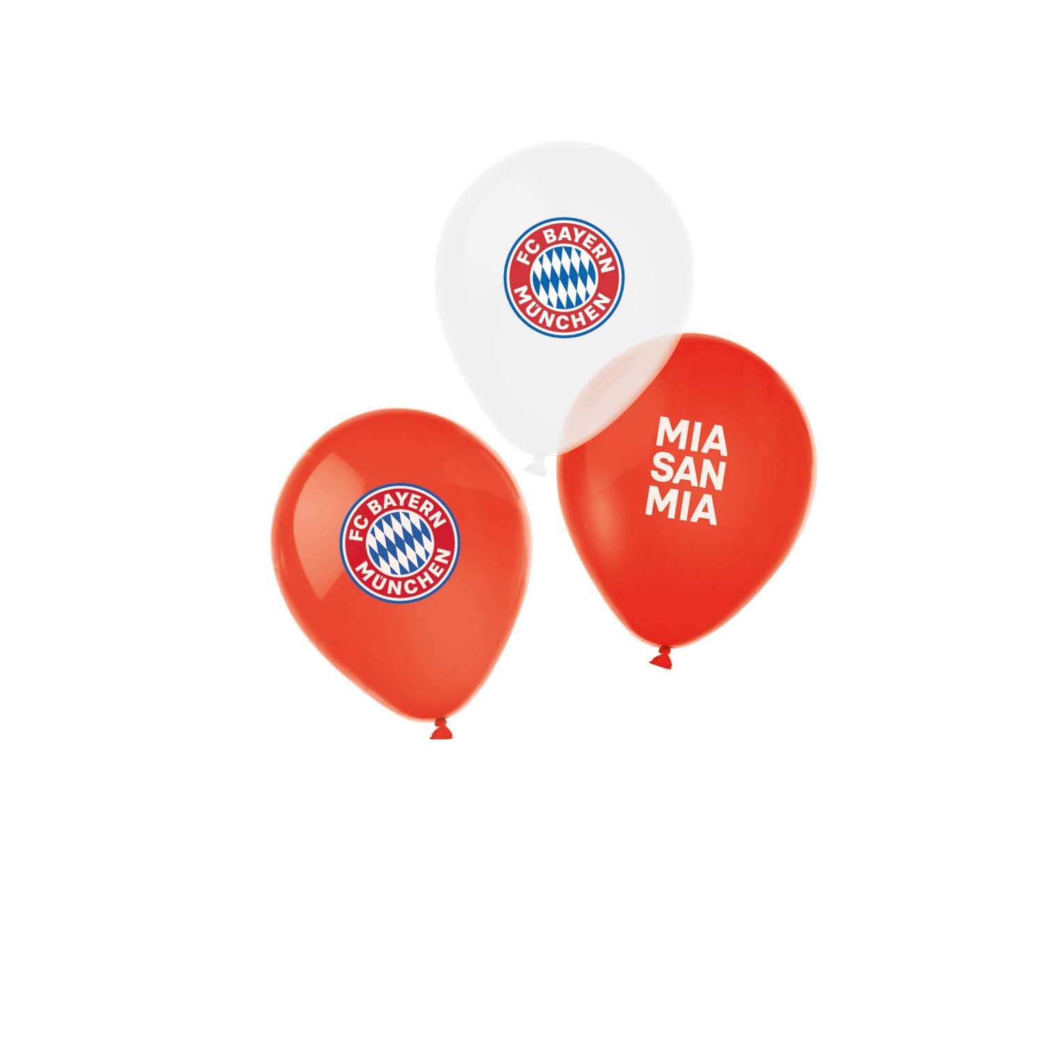amscan 9906514 FC Bayern Munich Latex Balloons, Pack of 6, Size 27.5 cm / 11 Inch, Can be Filled with Air/Helium, Party Decoration for the Celebration at the Fan Club or Football Party, Red, Blue,
