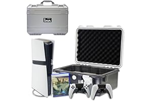 LUCK&LINK Hard Shell Travel Case Compatible with PlayStation 5 Pro Console, Controllers,Accessories-Waterproof PS5 Pro Carrying Case with Customized Foam for Both Standard and Digital Editions (Black And White)