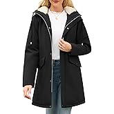 NRZD Women's Winter Rain Jackets Water-Repellent, Warm Fleece Lined Winter Rain Coats with Adjustable Hood & Hidden Pockets