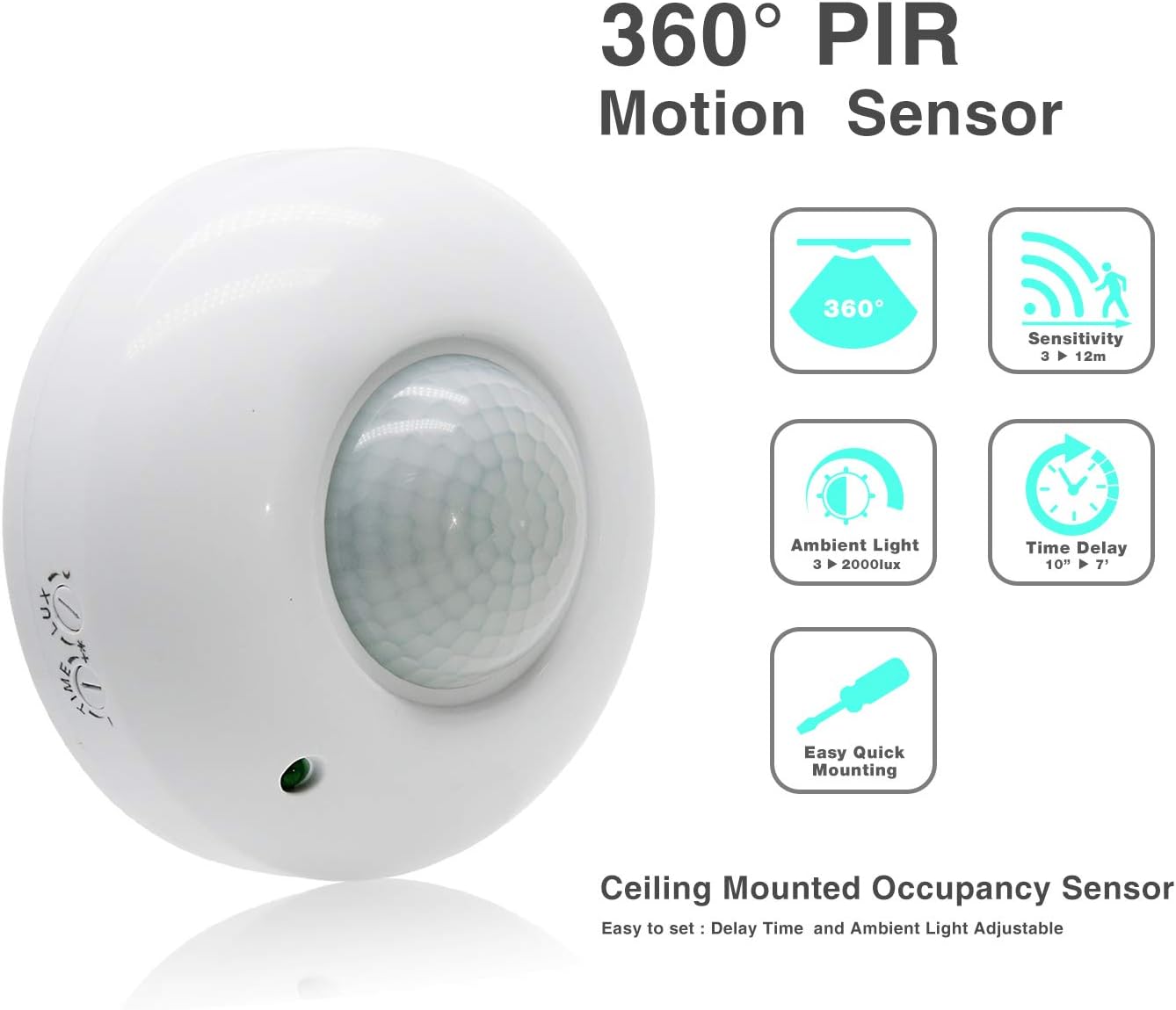 PIR Sensor Light Switch, 360 Degree Motion Detector Switch, 110240V