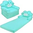 MOONBEEKI Kids Fold Out Couch, Foldable Princess Chair for Toddlers 1-3, Sofa Bed for Kids Folding Toddler Lounger Chair for Bedroom