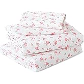 MUXHOMO Full Size 4 Piece Sheet Set, Soft Breathable Bed Sheet Set for Bedroom with Deep Pocket Up to 16", Wrinkle-Free & Cooling Bedding for Oeko-TEX Certified - Blossoms Pink