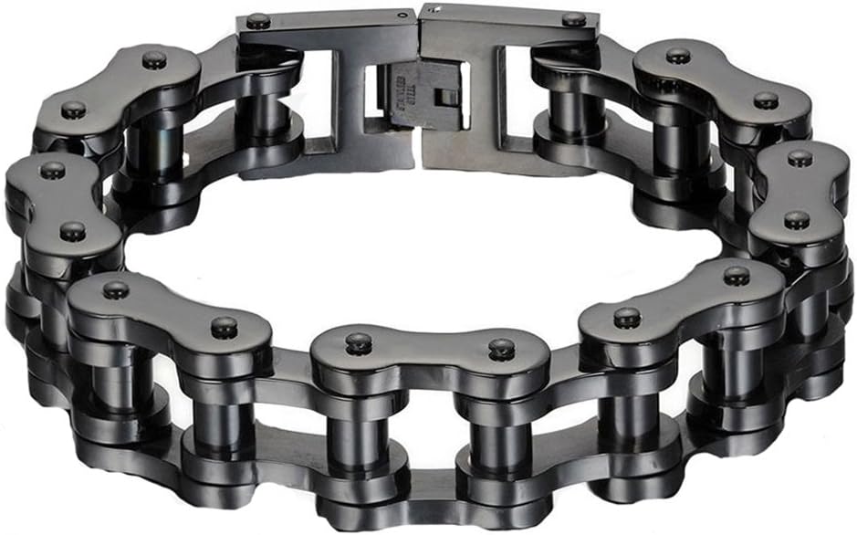 VPKJewelry Men's Black Stainless Steel Motorcycle Bike Biker Link Chain Bracelet Heave Wide 19 mm