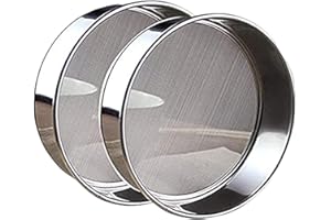 2 Pack (60/40 Mesh) Professional 6/8/9.5 Inch, Fine Mesh Sieve Flour Sifter Round Stainless Steel Baking Set