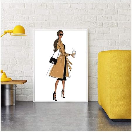 Mode Femme Image Affiche Couleur De Cheveux Mur Art Toile Peinture Home Decor Metal 50x70cm No Frame Amazon Fr Cuisine Maison