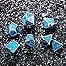 7 Pieces Metal Dices Set DND Game Polyhedral Solid Metal D&D Dice Set with Storage Bag and Zinc Alloy with Enamel for Role Playing Game Dungeons and Dragons, Math Teaching (Silver Edge Sky Blue)