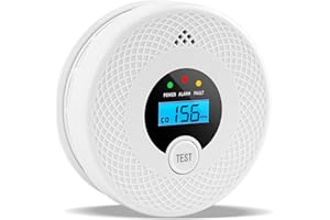 OLUNCLE 1 Pack Smoke and Carbon Monoxide Detector with LCD Display, 85dB Alarm, Test Button, LED Indicators, Battery-Operated Fire Alarm Smoke Detector for Home, Kitchen, Bedroom, Office