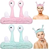 Beaupretty Spa Headband for Women, 2pcs Face Wash Headband Soft Elastic Hairband Cute Snail Makeup for Washing Face