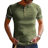 WENTTUO Men's Henley Shirts Short Sleeve Summer Casual Sport T-Shirts