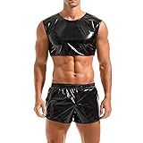 AMY COULEE Mens Metallic Crop Top Sexy Shiny Tank