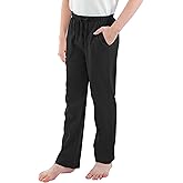 Cooraby Boys Cotton Adjustable Waist Pants Loose-Fit Pants with Pockets Casual Drawstring Sweatpants