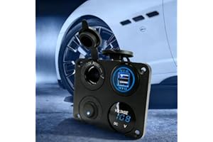 4 in 1 ON Off Charger Socket Panel Dual USB Charger Power Outlet LED Voltmeter Cigarette Lighter Socket LED On Off Rocker Tog