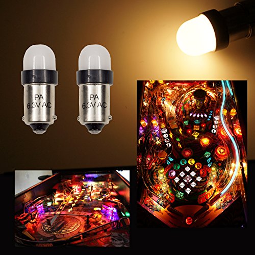 PA 10PCS #44#47#1893#756#1847 T11 ba9s 2 SMD 2835 LED 6.3V DC Wedge Pinball Gaming Machine Light Bulb Warm White 2700K