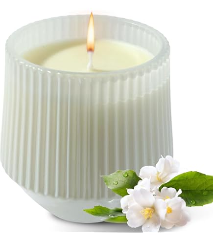 AntExpanse Bougie Parfumée Vanille Avec Cristaux & Mèche En Bois - 55H, Cire Soja Naturelle 198g