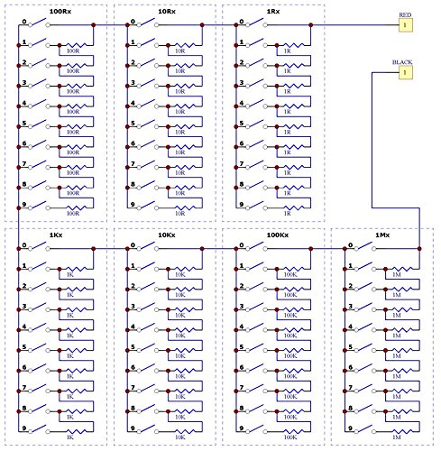 Electronics-Salon 1R - 9999999R Seven Decade Programmable Resistor Board, Step 1R, 1%, 1/4W.