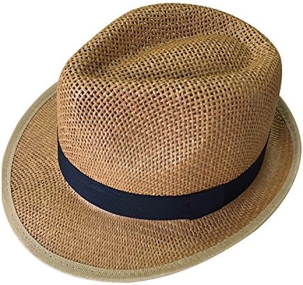 Short Brim Straw Fedora Panama Hat Sun Caps TASOON CLD-1 (Camel)