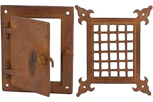 A29 Hand Forged Speakeasy Door Grill with Viewing Door, Rust Finish Medium Size