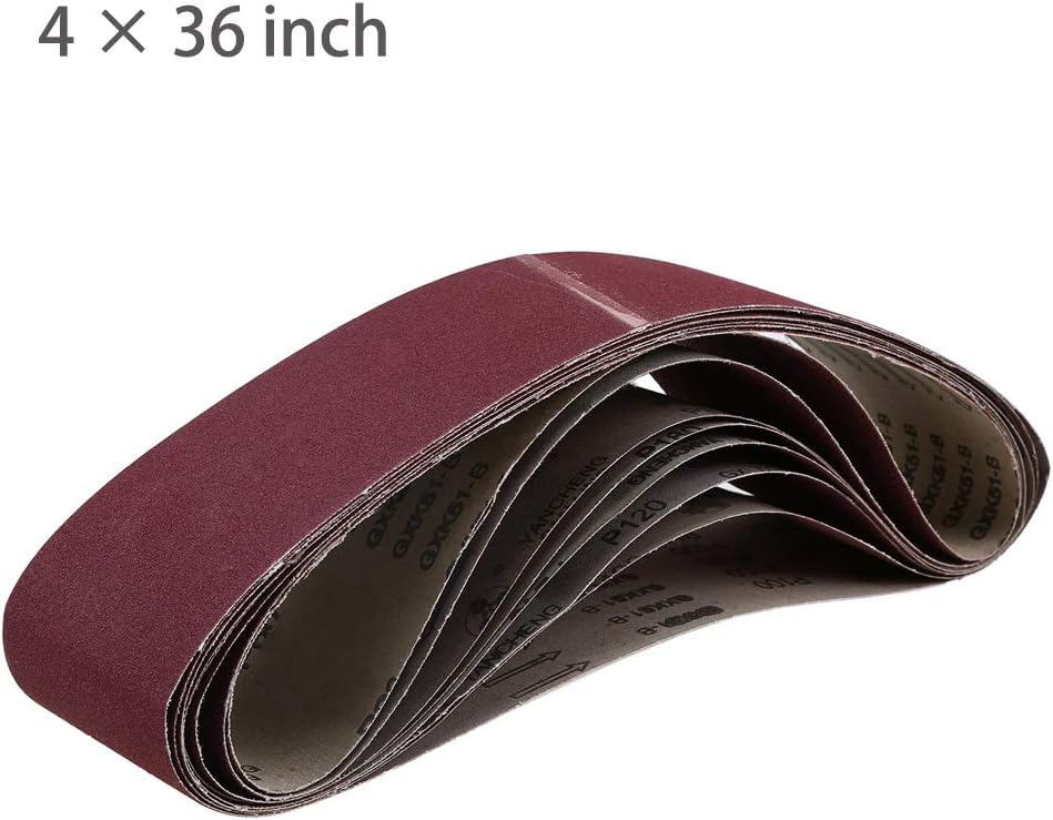 12-Pack 4 x 36" Sanding Belt, DeSS Aluminum Oxide Sander Belts 2 Each of 80 120 150 240 320 400 Grits (4x36 inch) - - 