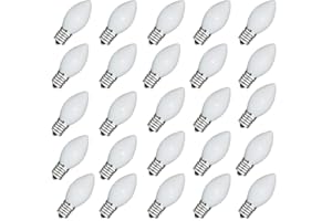 GOOTHY 25 Pack C7 White Replacement Bulbs, Ceramic C7 Incandescent Light Bulbs for Christmas Outdoor Patio Indoor String Ligh