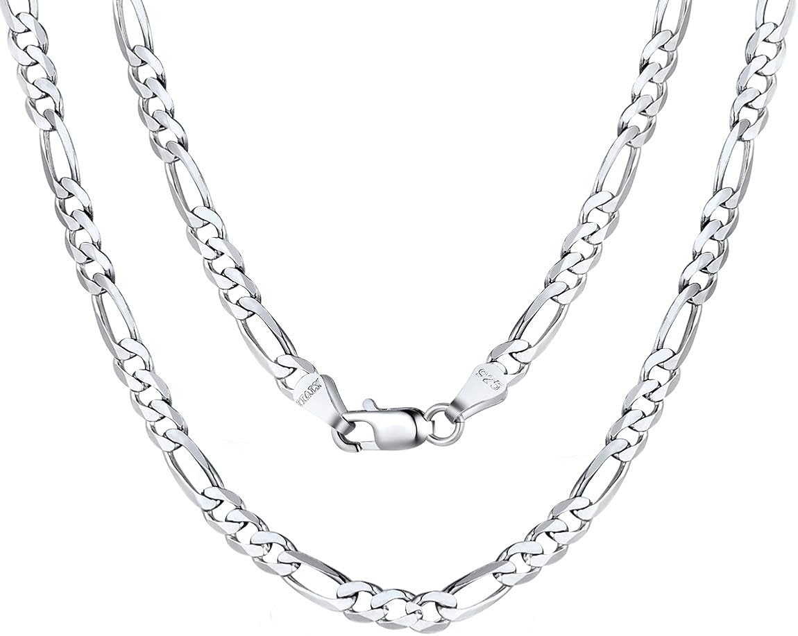 ChainsPro Sterling Silver Figaro Chain 3mm Sterling Silver Chain 20