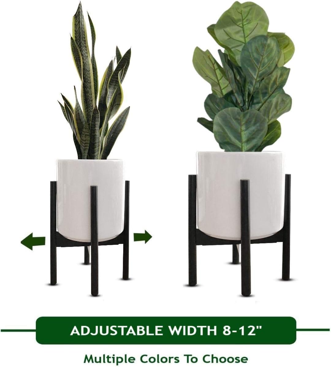 MT Decor Mid Century Plant Stand | Adjustable Modern Indoor Plant Holder | Fits Medium to Large Planters Sizes 8 9 10 11 12 inches | Pot and Plant - NOT Included
