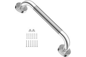 12 Inch Anti-Slip Shower Grab Bar, iMomwee Chrome Stainless Steel Bathroom Grab Bar Handle with Textured Grip, Shower Balance Bar, Safety Hand Rail Support, Handicap Elderly Senior Assist Bath Handle