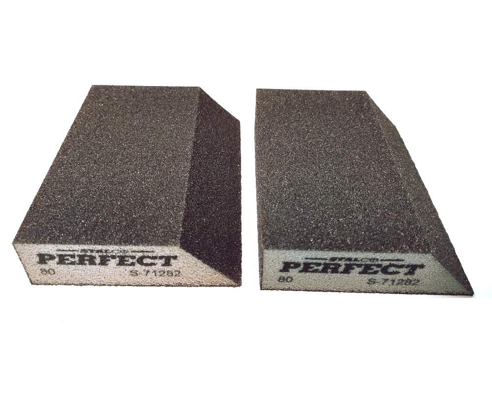 2 x 80 GRIT Angled Abrasive Grinding Sponge Sanding Blocks Pad Sandpaper Polishing STALCO