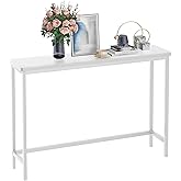 VASMIA Console Table, Entryway Table, Narrow Sofa Table, 39" Bamboo Hallway Table for Entryway, Living Room, Bedroom, Foyer, White