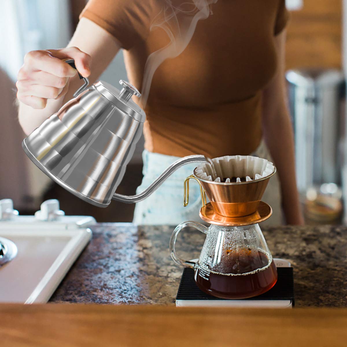 Pour Over Coffee Kettle with ThermometerFlow Gooseneck Tea Kettles