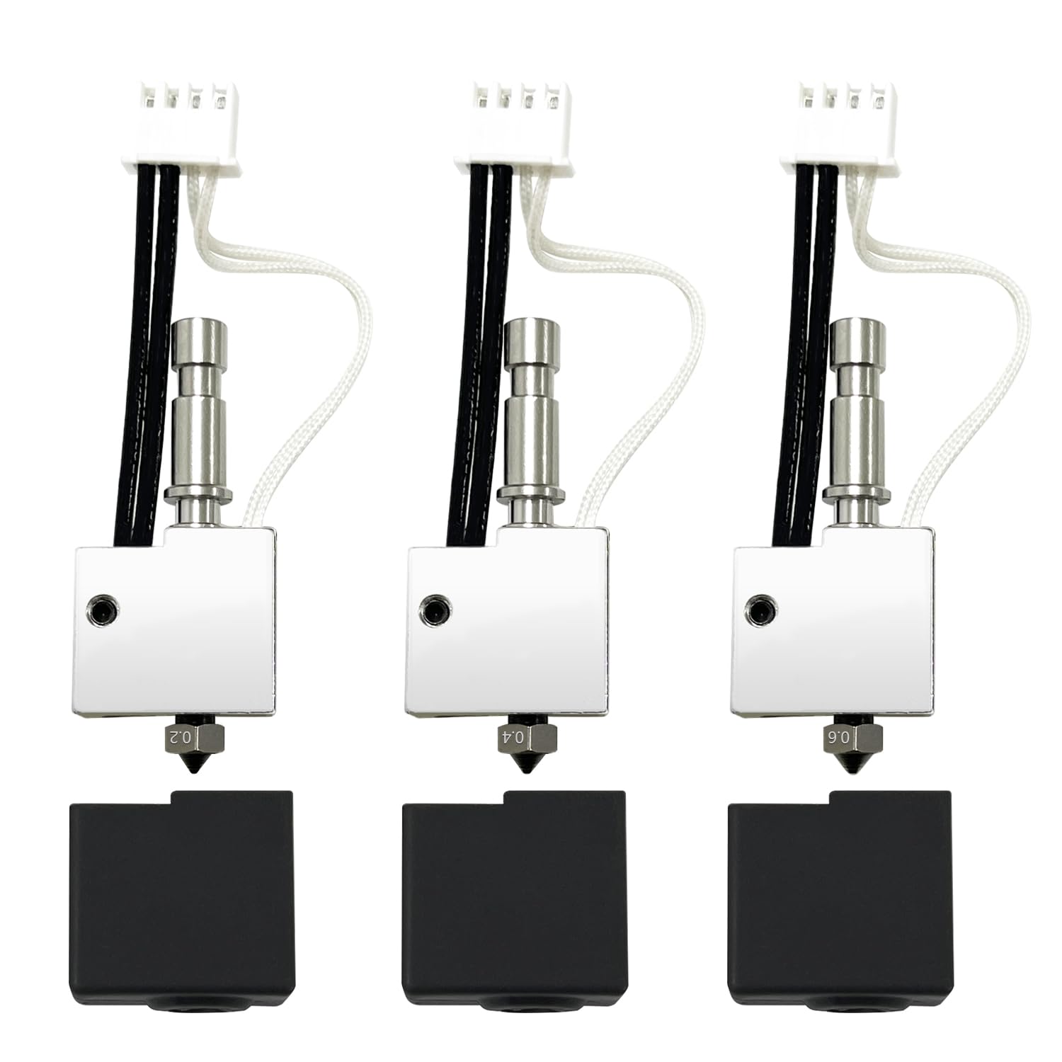 Photo 1 of HzdaDeve 3 Pack Hardened Hotend for Kobra S1 Combo 0.2MM 0.4MM 0.6MM Stainless Steel Print Head Extruder Kit Hot End Heater Block Heating Rod Thermistor Nozzle for Anycubic Kobra S1/ACE Pro