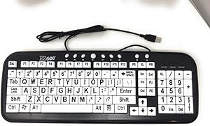 EZ See Large Print Keyboard-White Keys-Black Print