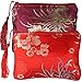 kilofly 2 pc Chinese Silk Brocade Padded Tassel Zipper Jewelry Bag Gift Pouch