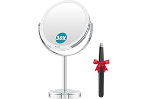 Auxmir Magnifying Mirror 30X /1X Makeup Mirror Double Sided with Magnification, Round Vanity Tabletop Mirror Crystal-Like Sty