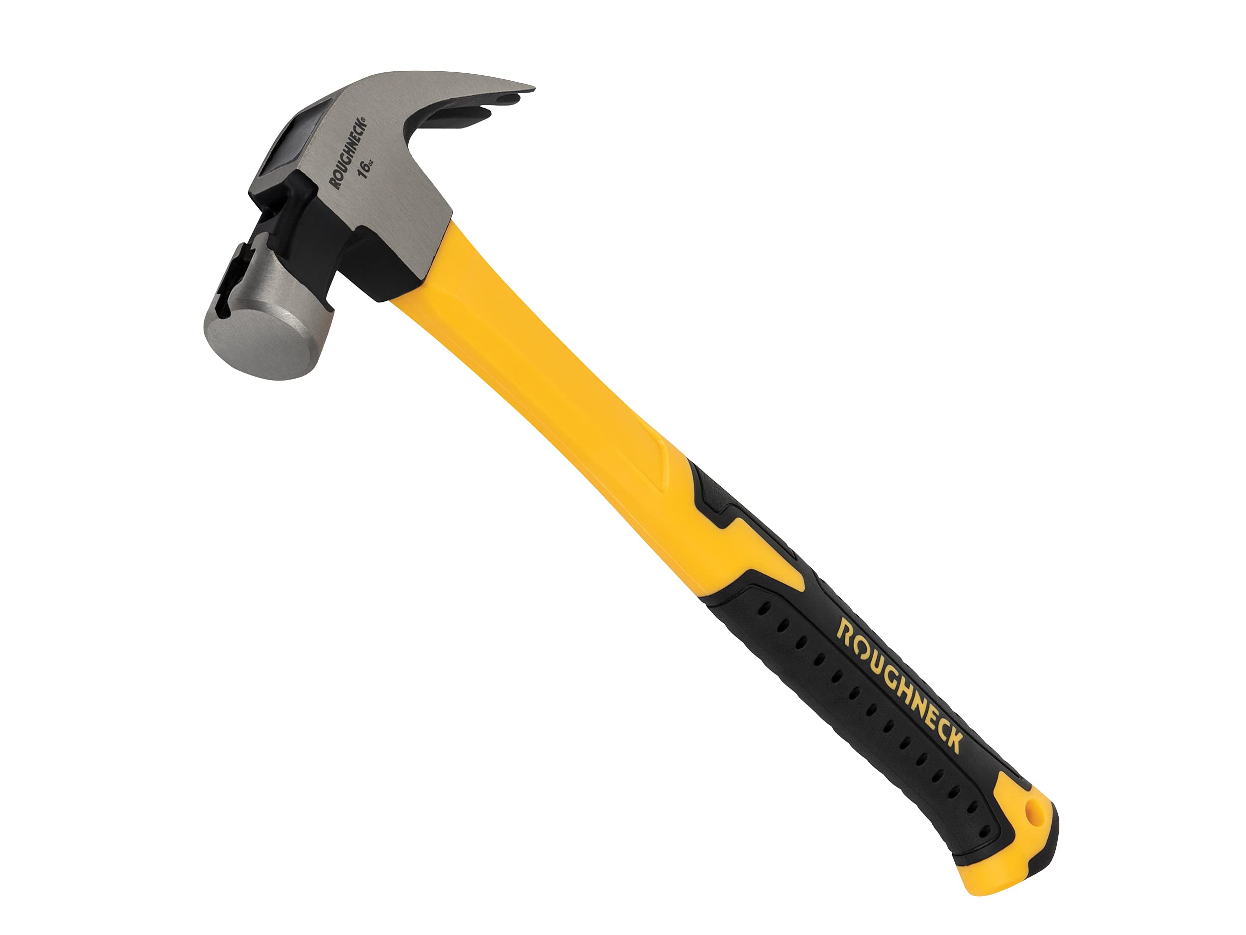 Roughneck Claw Hammer Fibreglass Shaft 454g (16oz), Black and Yellow