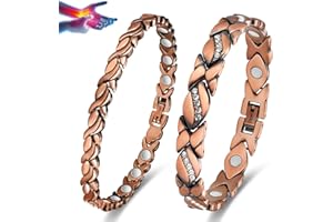 Vicmag 2PCS Copper Magnetic Bracelet for Women 99.9% Solid Pure Copper Strong Magnets Jewelry Gift Adjustable Length