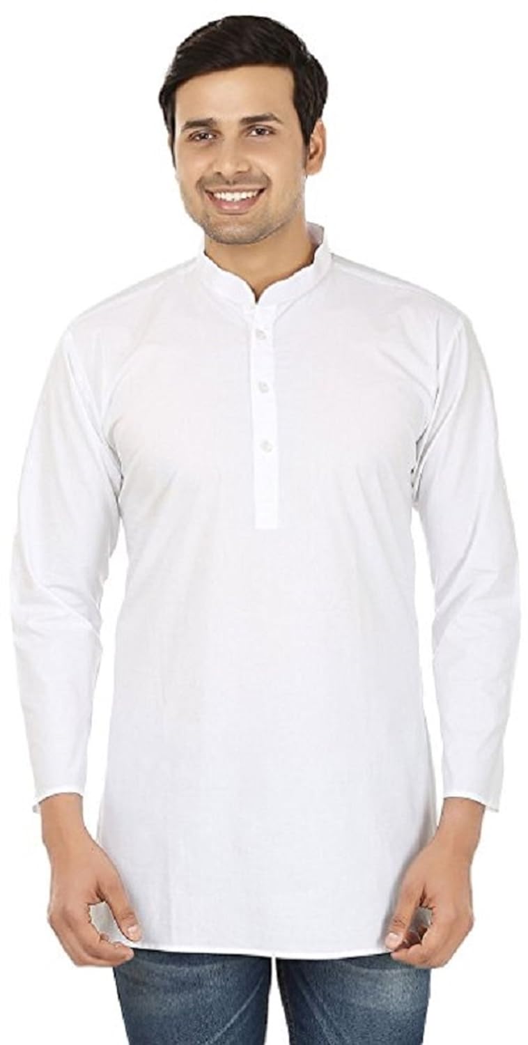 ldhsati full sleeve short white kurtas pure cotton kurta for men's and boy's